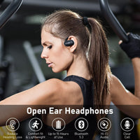 1 x RAW Customer Returns Ankbit E35 Open Ear Headphones, Bluetooth 5.3 Earphones with ENC Call Noise Canceling, 60 Hours Playtime, IPX5 Wireless Earbuds with 4 Microphones, Air Conduction Headphones for Sports Runners, Deep Bass - RRP €99.99