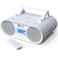 1 x RAW Customer Returns KLIM Boombox B4 Radio with CD Player AM FM Radio, MP3, Bluetooth, AUX, USB NEW 2024 Portable CD Player with wireless mode and rechargeable battery With remote control, auto sleep, digital EQ - White - RRP €76.46