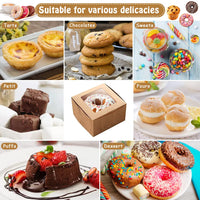 22 x Brand New QUCUMER 25 Cardboard Boxes with Window Individual Cupcake Box 10 10 6cm Muffin Boxes Kraft Food Boxes Kraft Food Box for Baking Cookies Cupcakes 28 Stickers for Decorating - RRP €287.98