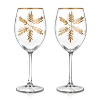 4 x Brand New Joeyan 500ml Hand Blown and Engraved Wine Glasses, with Gold Rim and Snowflake Pattern for Red White Wine Sparkling Cocktail, for Wedding Birthday Christmas, Set of 2 - RRP €76.8