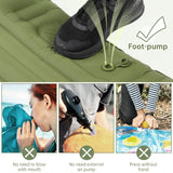 1 x RAW Customer Returns WGYTECH Self-Inflating Camping Sleeping Pad, 10cm Thickened Camping Air Mattress with Pillow and Foot Press Pump, Outdoor Inflatable Ultralight Sleeping Pad for Hiking, Beach, Travel and Tent Green  - RRP €35.28