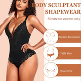 1 x RAW Customer Returns Werkiss Women s Slimming Body Shaper Flat Stomach Shapewear Bodysuit Invisible Lace Slimming Effect Black , 46 - RRP €40.06