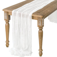 7 x Brand New UIYIHIF Cheesecloth Table Runner 35.4x158.7inch Rustic Gauze Table Runner Romantic Semi Sheer Fabric Tablecloth for Boho Wedding Garden Decoration Birthday Party White 5pcs - RRP €254.03