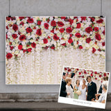 1 x Brand New Renaiss 3x2m Roses Wall Photography Backdrop Red White Flowers Background for Wedding Anniversary Bridal Shower Wedding Reception Birthday Party Decoration Dessert Table Banner Studio Props - RRP €37.99