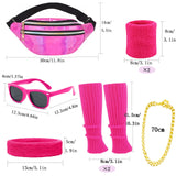 1 x RAW Customer Returns 80s Accessories Women Men Waterproof Fanny Pack 80s Neon Leg Warmers Headband Bracelets 80s Clothing Sport 90s 80s Outfit Women Men Accessories Party Costume Pink  - RRP €14.11