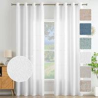 1 x RAW Customer Returns MIULEE living room curtains linen eyelet curtain linen look curtain boho curtain with eyelets semi-transparent linen curtain curtains set of 2 HxW 260x140 cm, white - RRP €39.34