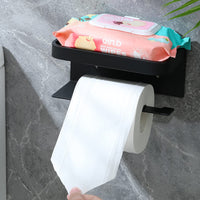 2 x Brand New JS Self-adhesive Toilet Paper Roll Holder with Shelf, Wall-Mounted Tissue Holder with Phone Shelf for Bathroom, Kitchen, No Drilling Required, Strong Stickiness - RRP €45.6