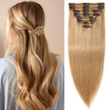 1 x RAW Customer Returns SEGO Clip in Extensions Real Hair Double Wefts Hair Extension 8 Pieces 100 Remy Hair for Complete Head Honey Blonde 27 14 35cm -120g - RRP €80.66