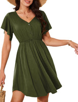 1 x RAW Customer Returns Amoretu Dress Casual Summer A-Line Light Summer Dress Women Elegant Dresses Green M - RRP €35.99