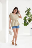 1 x RAW Customer Returns GRACE KARIN Women s Summer Blouse Tops Lightweight Short Sleeve A-Line Top Apricot L - RRP €26.99