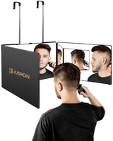 1 x RAW Customer Returns JUSRON 360 degree hanging mirror - folding mirror 3-part mirror for cutting hair yourself, height-adjustable cosmetic mirror, shaving mirror, hairdressing mirror for makeup, shaving, styling - without LED - RRP €39.81