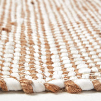 1 x RAW Customer Returns Homescapes Horizon carpet runner, hand-woven from 100 hemp, 66 x 200 cm, rag rug with herringbone pattern and fringes, cream-natural - RRP €40.28