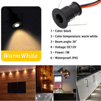 1 x RAW Customer Returns Mini LED spotlight 9PCS 12V 1W recessed ceiling light for kitchen, stairs, closet, hallway, DIY lighting warm white cold white showcase light cabinet small downlight IP65 black shell 30 warm white  - RRP €29.99