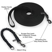 7 x Brand New Wolfone 15m Black Rubberized Dog Leash Set, Non-Slip Dog Leash and Shock Absorber, Reflective Threads, Bungee Dog Leash for Outdoor Activities - RRP €164.36