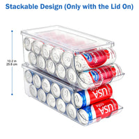 2 x RAW Customer Returns Puricon Pack of 2 Can Holders Refrigerator Organizer with Lid for Canned Drinks, Stackable Plastic Can Dispenser Can Holder Container Drinks Storage Box Kitchen Storage BPA Free Medium - RRP €49.7