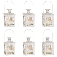 9 x Brand New NUPTIO Decorative Christmas Lanterns 6 Sets of White Metal Tealight Candles Interior Decorative Reindeer Lantern Mini Hanging Tealight Candles Wedding Party and Holiday - RRP €172.8