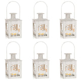 9 x Brand New NUPTIO Decorative Christmas Lanterns 6 Sets of White Metal Tealight Candles Interior Decorative Reindeer Lantern Mini Hanging Tealight Candles Wedding Party and Holiday - RRP €172.8