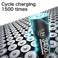 1 x RAW Customer Returns Delyeepow AA Rechargeable Batteries with Charger, 3400mWh 1.5V Lithium Rechargeable Batteries AA, Battery Charger with LCD Display 8 Slots Fast USB Charging, 1500 Cycles - RRP €46.99