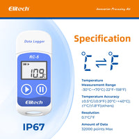 1 x RAW Customer Returns Elitech RC-5 10 PACKS Temperature Detector, Temperature Data Logger, USB Digital Recorder with LCD Display, 32000 Point Recording Capacity, -30 C to 70 C - RRP €219.99