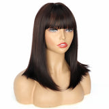 1 x RAW Customer Returns PORSMEER Wig Shoulder Length Straight Straight Wig Bob Orange Medium Length with Bangs for Women Girls Natural Synthetic Hair for Carnival Fancy Dress Halloween Costume Party, 40cm - RRP €19.67