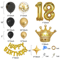 4 x Brand New Balloons 18th Birthday Decorations 125 Pieces Black Gold Birthday Balloons Arch Decorations Foil Balloon Celebrate Birthday Party Decorations - RRP €47.2