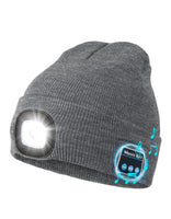 1 x RAW Customer Returns Wmcaps Bluetooth Hat with LED Light Rechargeable Music Cap with LED Flashlight Technology Men Women Gift Idea for Cycling Camping Hiking Grey  - RRP €24.19