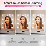 1 x RAW Customer Returns FUNTOUCH Hollywood cosmetic mirror with lighting large, make-up mirror with 9 LED lights, 3 color temperatures adjustable, 360 rotation, touch control, plug-in, cosmetic table mirror white  - RRP €49.99