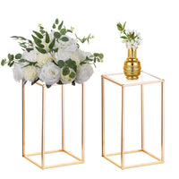 1 x RAW Customer Returns Nuptio 2 Pack Metal Flower Floor Vase Flower Stand Geometric Centerpieces Vase for Tables, 40cm Tall Golden Flower Holder for Home Party Wedding Decorations, Rectangular Flower Display Rack - RRP €38.95