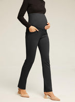 1 x RAW Customer Returns Maacie Elastic Maternity Pregnancy Pants Casual Work Pants with Pocket Black in Straight XXL - RRP €29.22