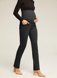 1 x RAW Customer Returns Maacie Elastic Maternity Pregnancy Pants Casual Work Pants with Pocket Black in Straight XXL - RRP €29.22