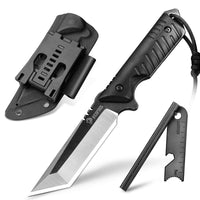 1 x RAW Customer Returns NedFoss DRAGON outdoor fixed knife with fire steel, 10.8cm full tang outdoor knife, Tanto knife with Kydex holster, hunting knife with G10 handle, ideal belt knife, elegant survival knife - RRP €45.35