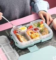 1 x RAW Customer Returns JOYZYAIYY lunch box for children with compartments, bento box with 6 compartments, leak-proof lunch box, microwave snack box for school for girls, small snack box bento box lunch box for kindergarten color pink  - RRP €9.6