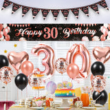 21 x Brand New 30th birthday decoration women balloon 30th birthday decoration woman black rose gold birthday banner birthday party banner background fabric pennant happy birthday party decorations - RRP €275.1