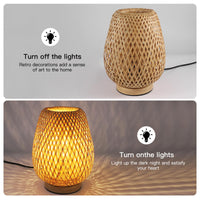 1 x RAW Customer Returns DAXGD Indoor Table Lamp, E27 Retro Bamboo Desk Lamp, Handmade Bohemian Style Night Light for Bedroom, Living Room, Kids Room - RRP €39.23