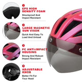 1 x RAW Customer Returns JEPOZRA Bicycle Helmet Men Women Road Bike Helmets with Removable Visor Magnetic Goggles Cycling Helmet Adjustable Safety Breathable Ski Helmets Adult Bicycle Helmets Pink  - RRP €33.99