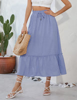 1 x RAW Customer Returns KOJOOIN Women s Long Skirt Elegant A-line Summer Skirt Beach Skirt with High Elastic Waist Rockabilly Retro Skirts REUSABLE Packaging Light Blue M - RRP €25.99