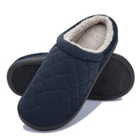 1 x RAW Customer Returns NeedBo Memory Foam Slippers Checked Men s Warm Comfortable Fleece Lined Slippers Non-Slip Slippers Indoor Outdoor Navy 4546 EU - RRP €23.66