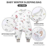 1 x RAW Customer Returns Mosebears Baby Sleeping Bag - 2.5 TOG Unisex Cotton Sleeping Bag for Babies, with Removable Sleeves, 18-36 Months Height 85-95 cm  - RRP €28.36