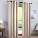 1 x RAW Customer Returns Topfinel Blackout Curtains with Eyelets Beige 100 Opaque Curtains Living Room Thermal Curtain 225 cm Long, Blackout Curtain Short 140 cm Wide, Set of 2 - RRP €39.98