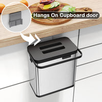 1 x RAW Customer Returns Orimade Hanging Kitchen Trash can for wall cabinet door - Kitchen table wall cabinet waste bin - Anti-fingerprint trash can - Premium stainless steel container - 3 liters - RRP €25.2