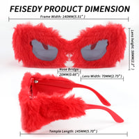 1 x RAW Customer Returns FEISEDY Plush Glasses Women s Cat Eye 90s Punk Funny Sunglasses for Carnival or Fancy Dress Masquerade Glasses for Women - RRP €18.14