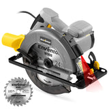 1 x RAW Customer Returns ENVENTOR circular saw, 1400W hand-held circular saw with laser guidance, 6000RPM, max. cutting depth 62mm 90 , 48mm 45 , saw blades 185mm, 24T , pure copper motor, ideal for wood cutting, corded - RRP €57.56