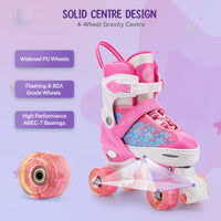 1 x RAW Customer Returns Gonex Adjustable Roller Skates, Luminous Wheels Roller Skates for Girls Boys Children Adults S 31-34 EU, Pink  - RRP €45.37