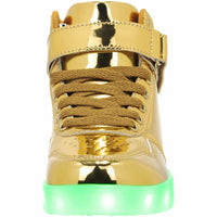 1 x RAW Customer Returns APTESOL Children s LED Shoes High-Top Light Flashing Sneaker USB Charging Shoes for Boys and Girls Mirror Gold, EU38  - RRP €37.3