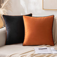 1 x Brand New MIULEE Velvet Pillowcases Sofa Decorative Pillow Covers Modern Soft Resistant for Living Room Bedroom with Invisible Zipper 50x50 cm 2 Pieces Orange Black - RRP €22.8