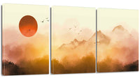 1 x RAW Customer Returns Artscope 3-piece canvas print with sunrise, fog and forest motif art print - modern wall picture for bathroom living room wall decoration - 30 x 40 cm - RRP €26.92