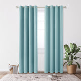 1 x RAW Customer Returns Deconovo Blackout Curtain Eyelet Curtains Cold Protection Bedroom Winter Curtain Opaque, 245 x 140 cm Height x Width , Sky Blue, Set of 2 - RRP €45.95