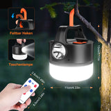 1 x RAW Customer Returns LED camping lamp solar, camping lantern 1800 lumens super bright tent lamp, 5 light modes camping light battery rechargeable power bank searchlight with remote control hook for camping hiking emergency - RRP €12.37