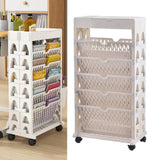 1 x RAW Customer Returns Whemyreat Bookshelf Organizer, Removable, Detachable, Movable, Unique Bookshelf, 5 Tier Rolling Utility Organizer Bookcase, Book Cart, Bookcase Bookshelf with Wheels White  - RRP €45.24