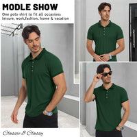 1 x RAW Customer Returns TOMEEK Polo Shirt Men Short Sleeve Summer Muscle Golf Sport Polo Shirt Regular Fit Breathable Quick-drying Button Placket Basic Casual T-Shirt Solid Men s Polo Shirt Dark Green, XL  - RRP €27.6